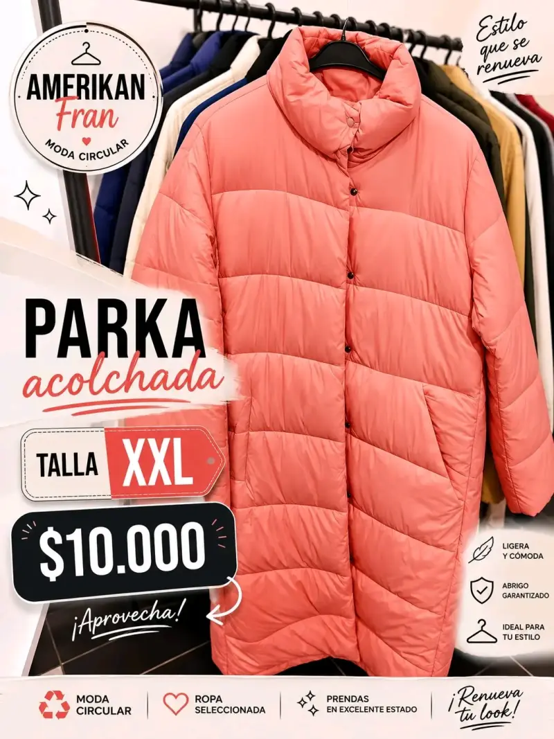Parka acolchada beige talla L - 2