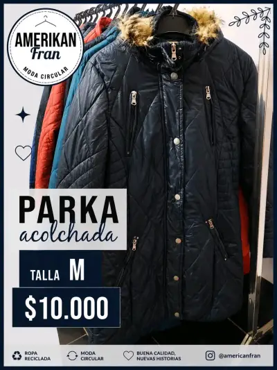 Parka acolchada beige talla L - miniatura 3