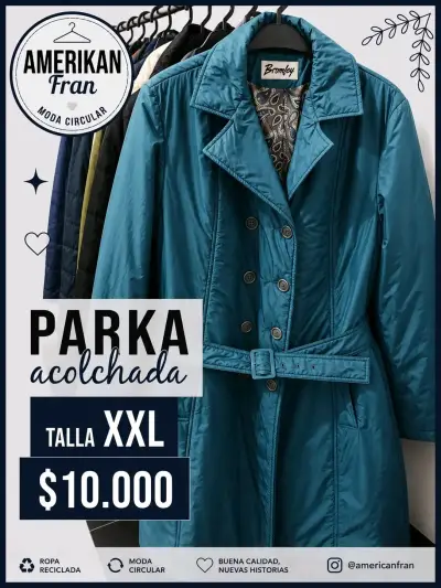 Parka acolchada beige talla L - miniatura 5