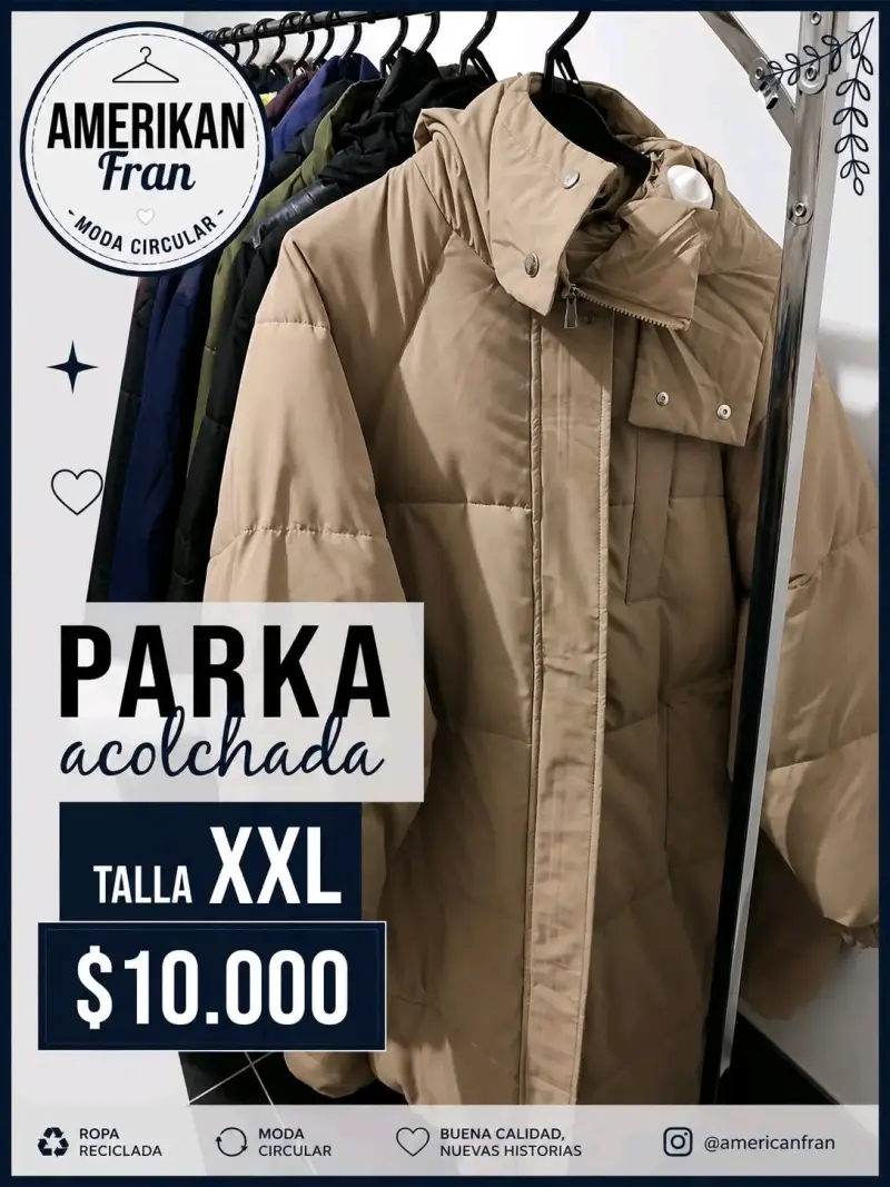 Parka acolchada beige talla L - 6
