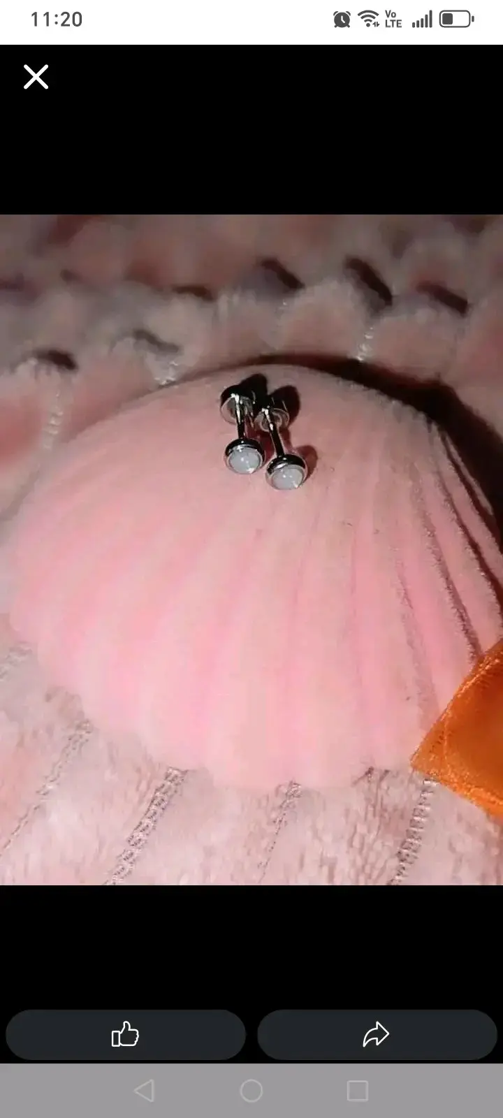 Aros de titanio y acero con tope para bb y niñas - 5