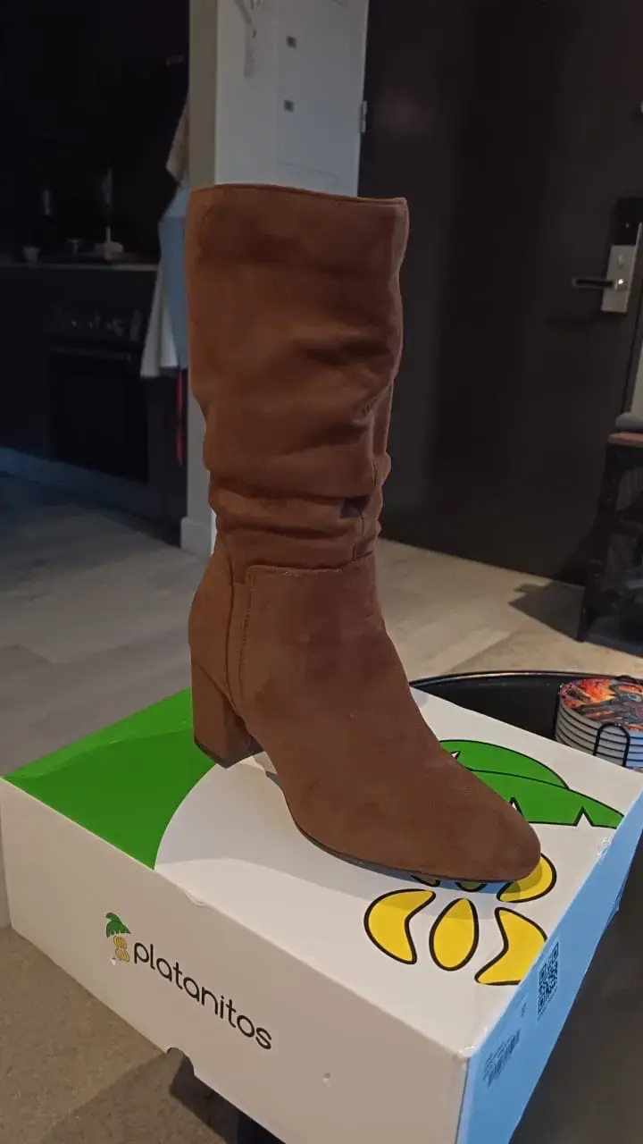 Botas de gamuza marrón con tacón Platanitos - 1