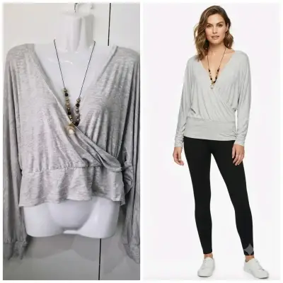 Blusa gris de manga larga express talla L - miniatura 3