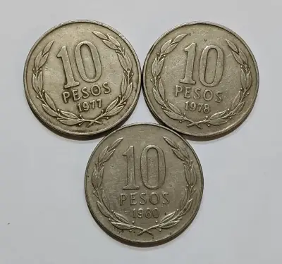 Monedas antiguas de 10 pesos chilenos - miniatura 1