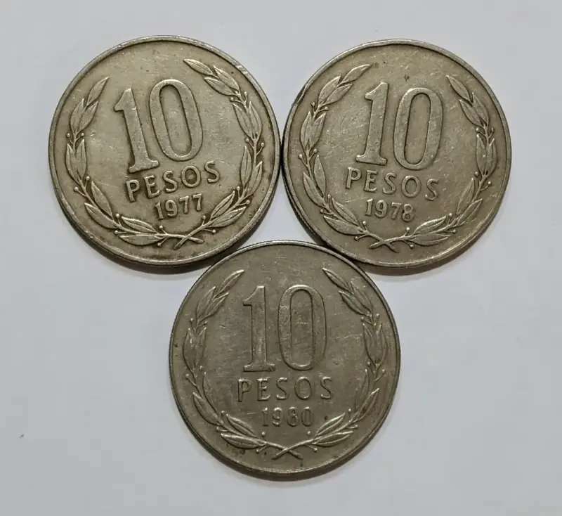 Monedas antiguas de 10 pesos chilenos - 3