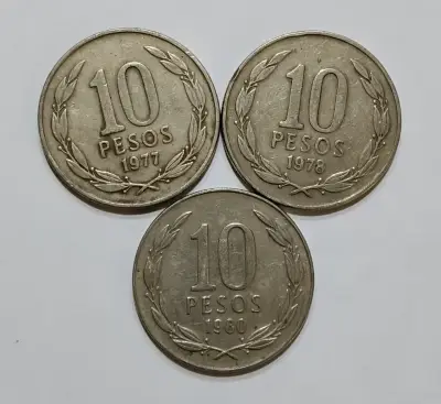 Monedas antiguas de 10 pesos chilenos - miniatura 3