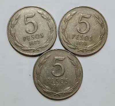 Monedas antiguas de 5 pesos chilenos - miniatura 1