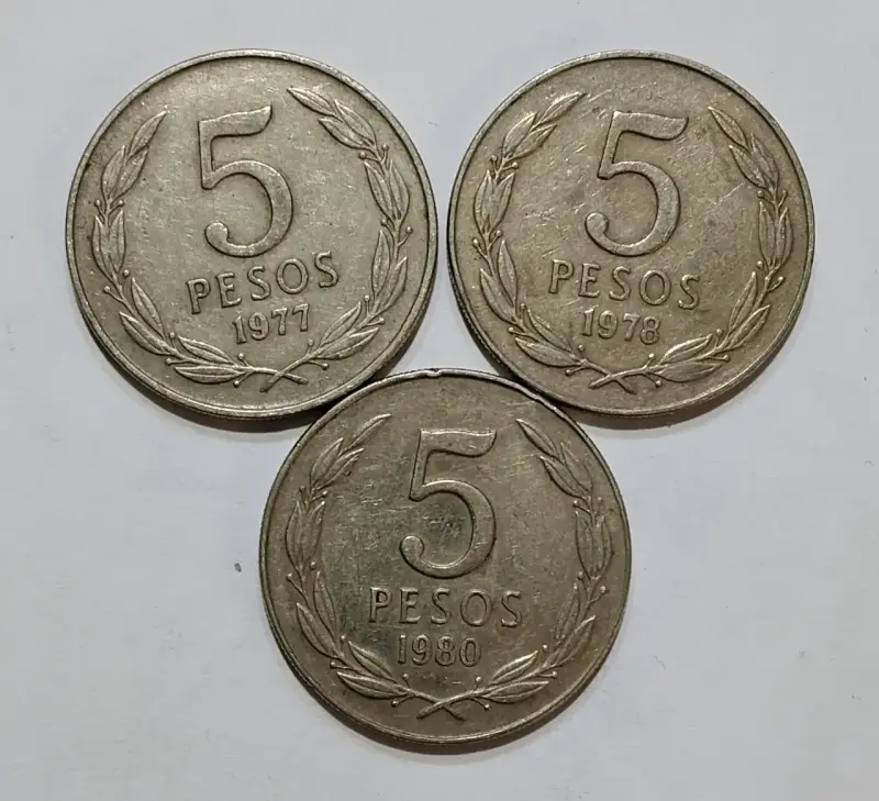 Monedas antiguas de 5 pesos chilenos - 3