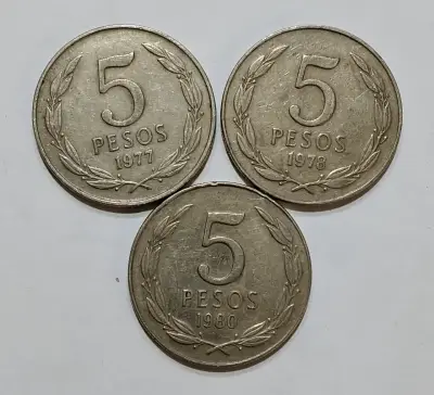 Monedas antiguas de 5 pesos chilenos - miniatura 3