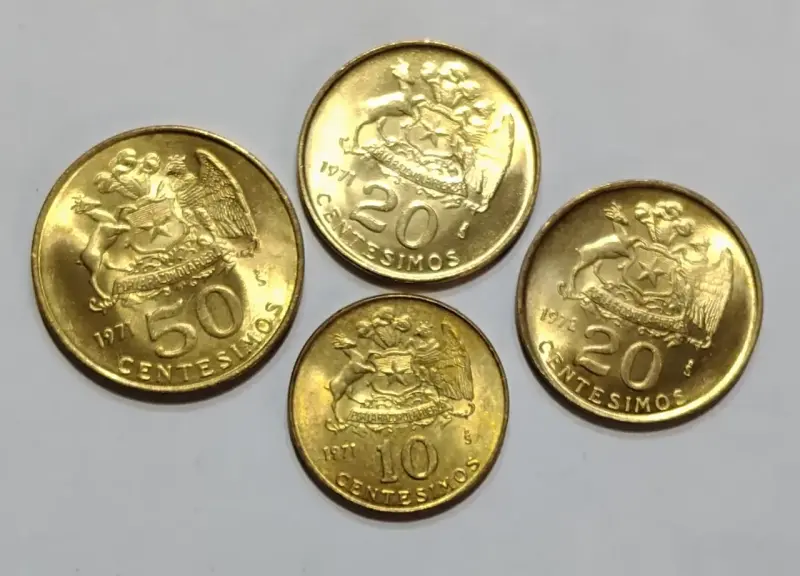 Monedas chilenas de 1971 y 1972 serie completa - 1