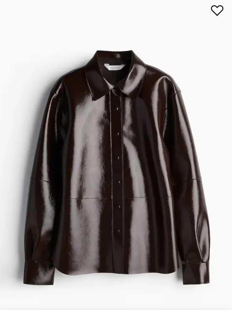 Camisa de cuero sintético burdeos XL - 1