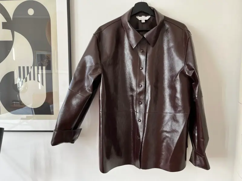 Camisa de cuero sintético burdeos XL - 2