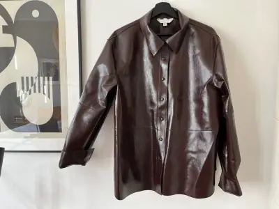 Camisa de cuero sintético burdeos XL - miniatura 2