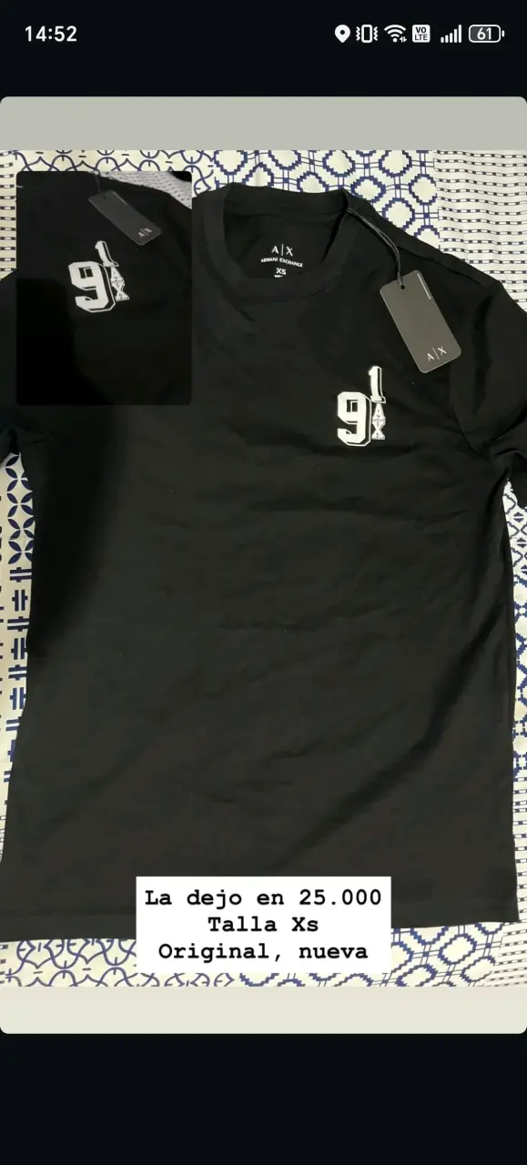 Polera negra Armani Exchange XS nueva