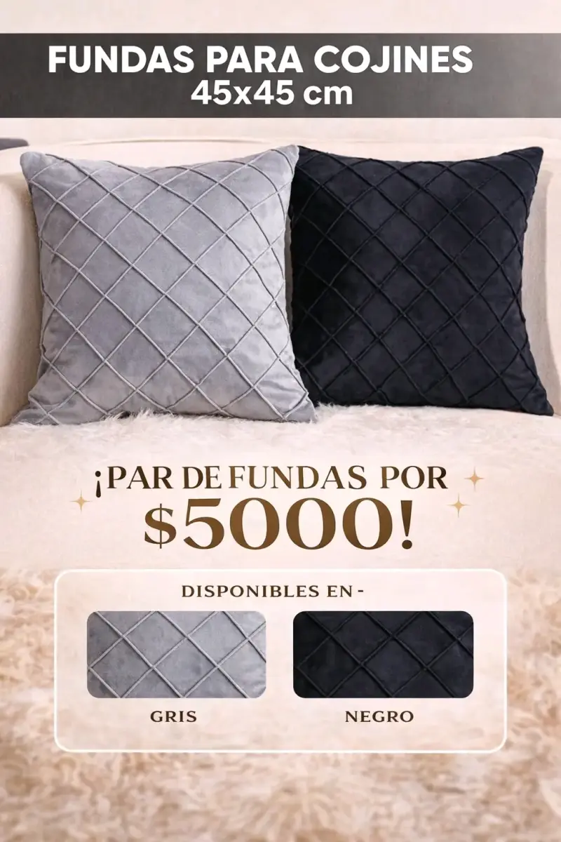 Fundas para cojines 45x45 cm gris y negro - 1
