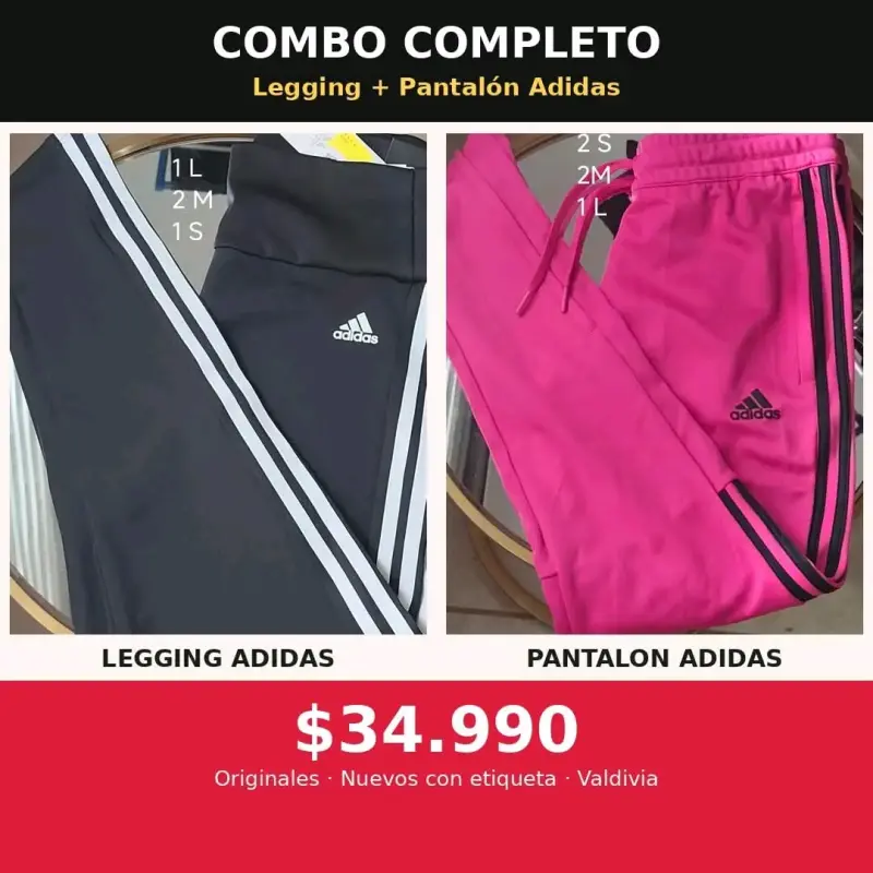 Combo completo de leggings y pantalón Adidas