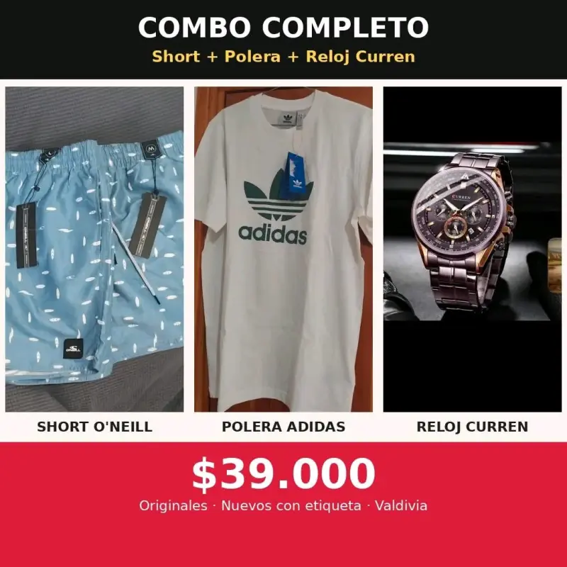 Combo completo: short, polera y reloj
