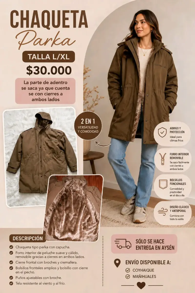 Chaqueta parka con forro removible