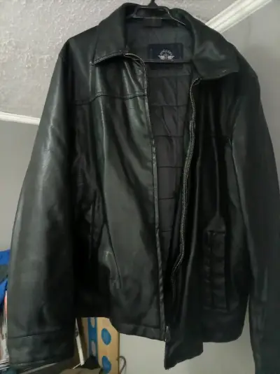 Chaqueta de cuero negra para hombre - miniatura 2