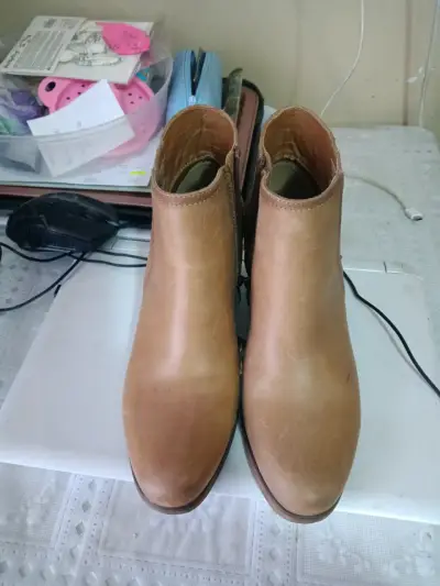 Botines de cuero marrón para mujer - miniatura 1