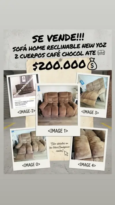 Sofá reclinable de tela chocolate  en buen estado - miniatura 5