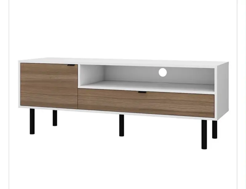 Rack de TV moderno blanco y madera - 2