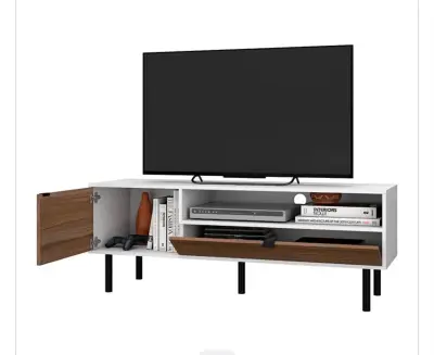 Rack  de TV moderno blanco y madera - miniatura 3