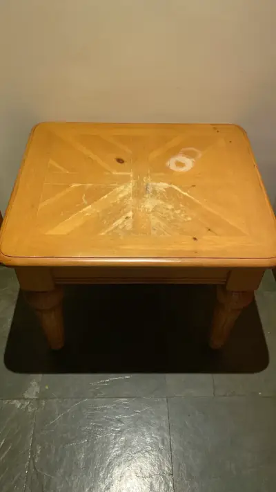 Mesa de madera con cajón rústica - miniatura 2