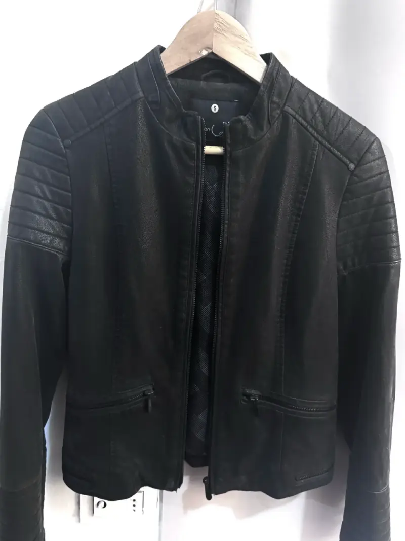 Chaqueta Biker Mujer Negra Ecocuero Talla S - 1
