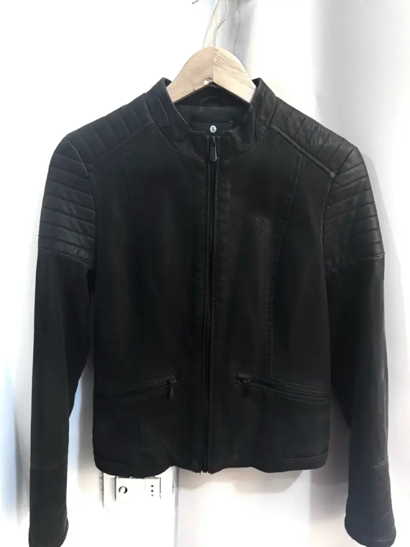 Chaqueta Biker Mujer Negra Ecocuero Talla S - 2