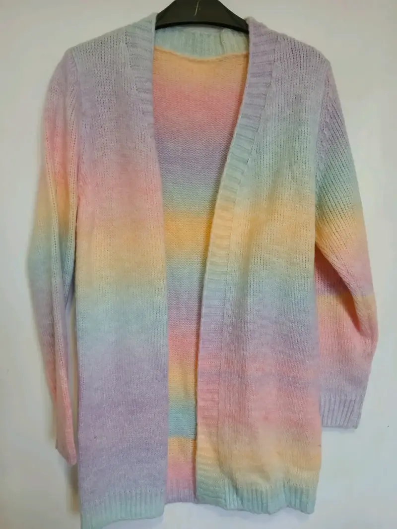 Cardigan de punto multicolor suave - 1