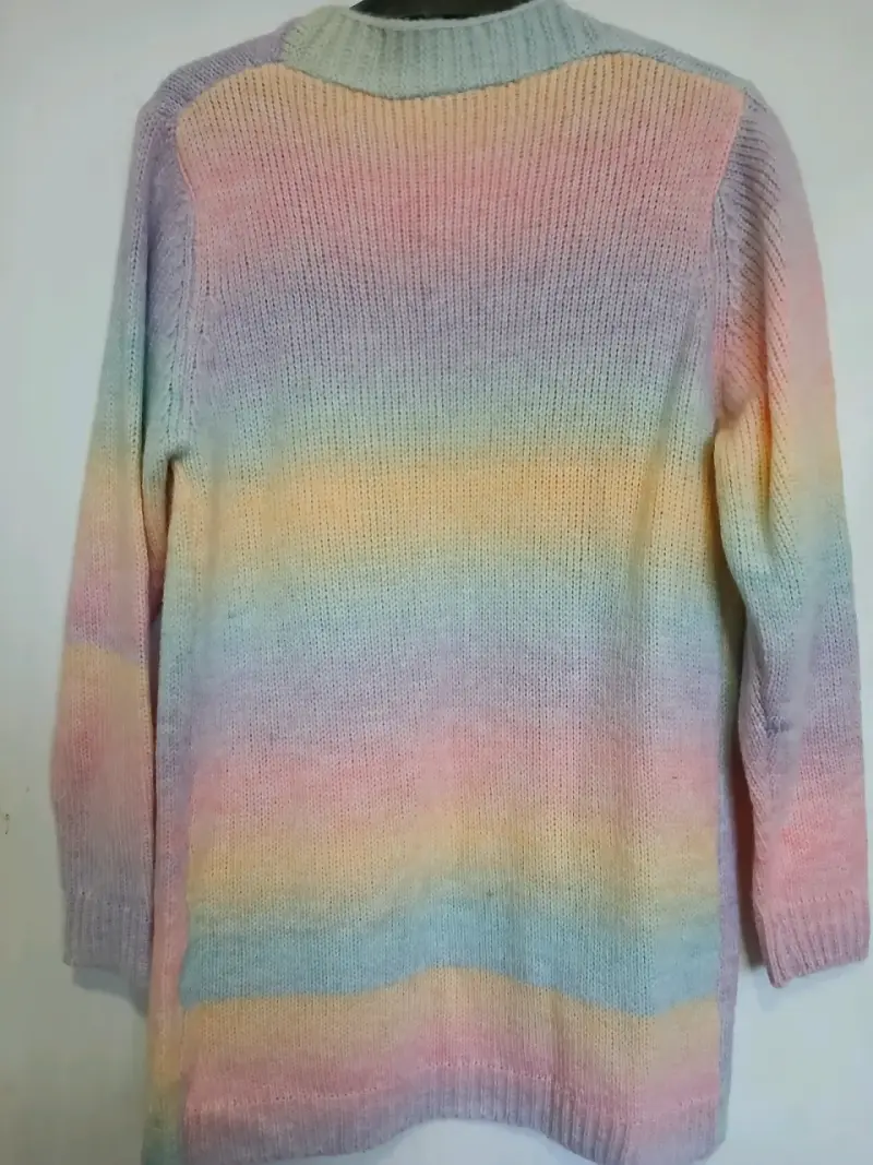 Cardigan de punto multicolor suave - 2