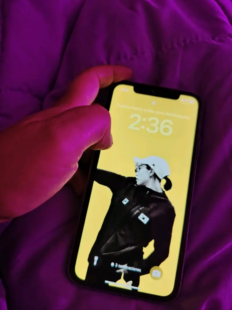 iPhone con pantalla encendida y funda - 1