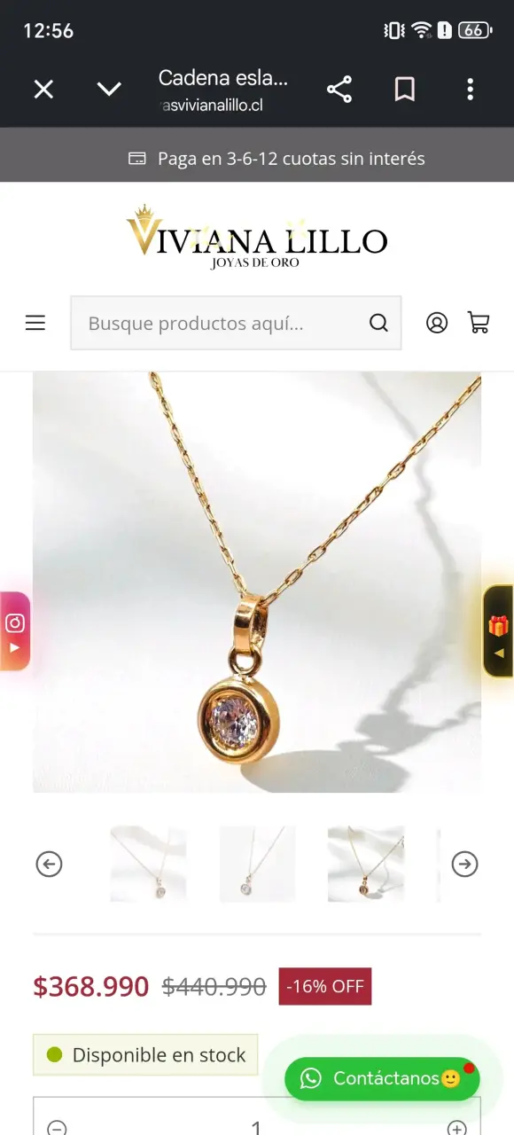 Collar de oro con colgante de cristal son 3 gramos - 1