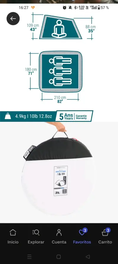 Carpa de camping plegable portátil - miniatura 3