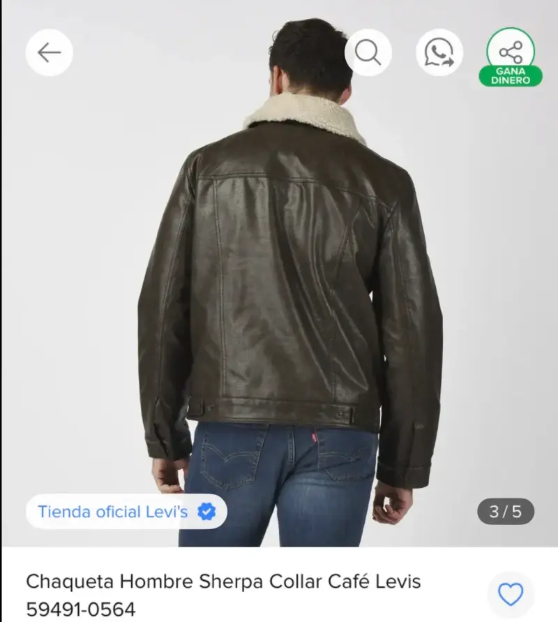 Chaqueta Levis Hombre Sherpa Collar Café talla L - 6