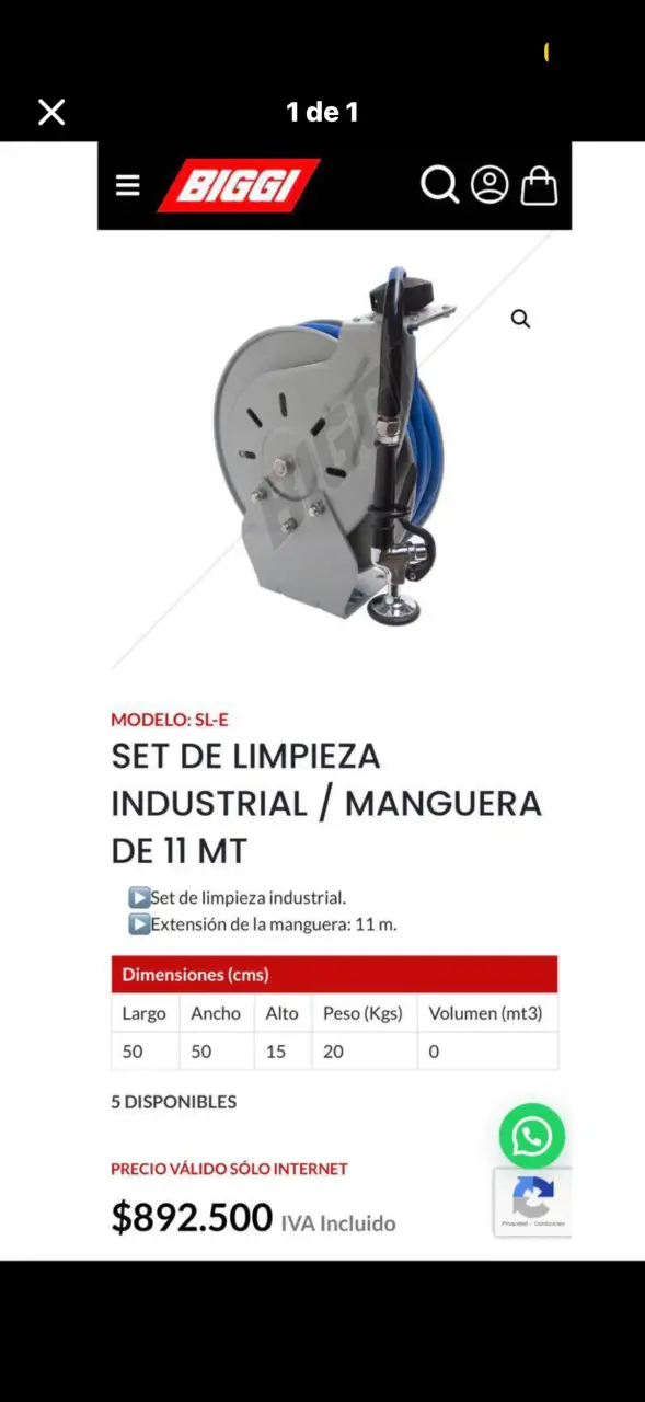 Set de limpieza industrial Biggi SL-E 11m
