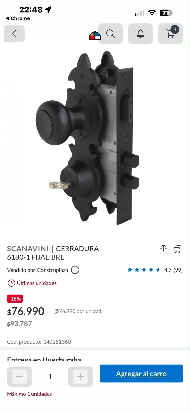 Cerradura de embutir Scanavini con pomo - 2