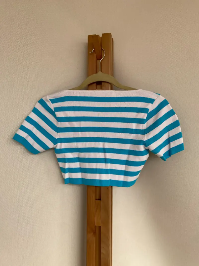 Top corto a rayas azul y blanco Zara - 2