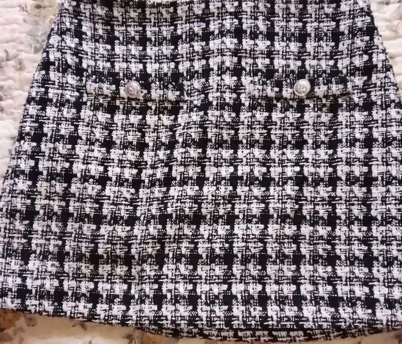 Falda escosés negra y matizada pantalón eco cuero - 2