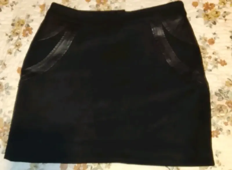Falda escosés negra y matizada pantalón eco cuero - 4