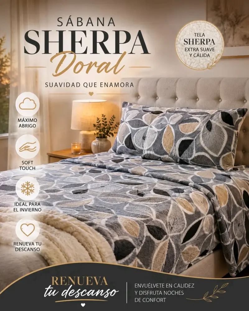 Sábana Sherpa Doral azul y blanca - 2