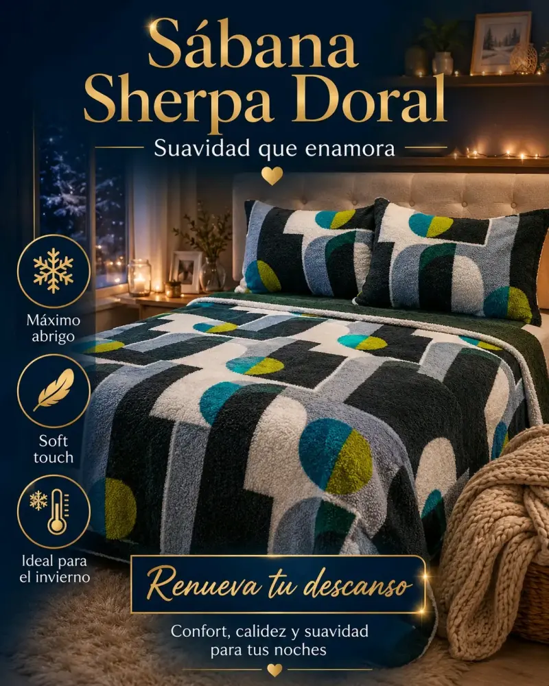 Sábana Sherpa Doral azul y blanca - 3