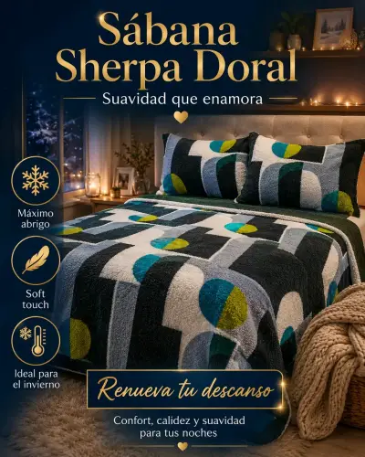 Sábana Sherpa Doral azul y blanca - miniatura 3