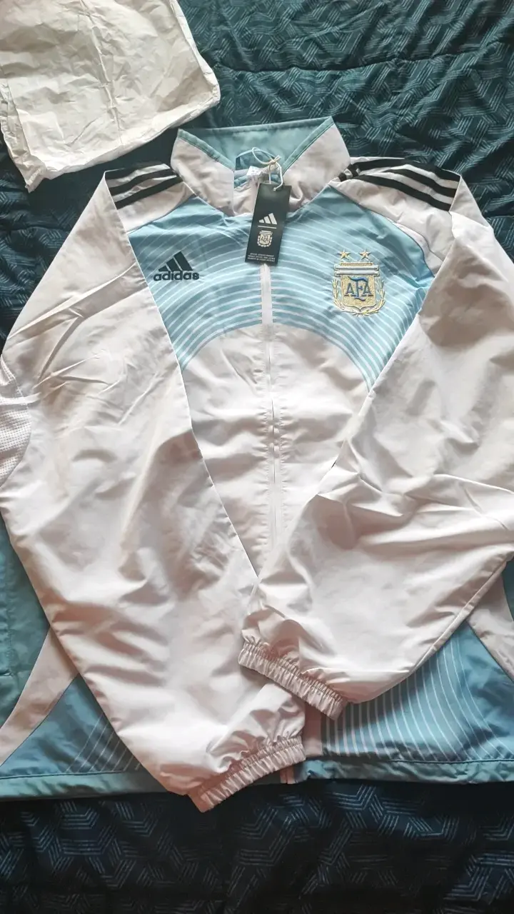 Chaqueta deportiva Adidas AFA blanca con aceleste - 1