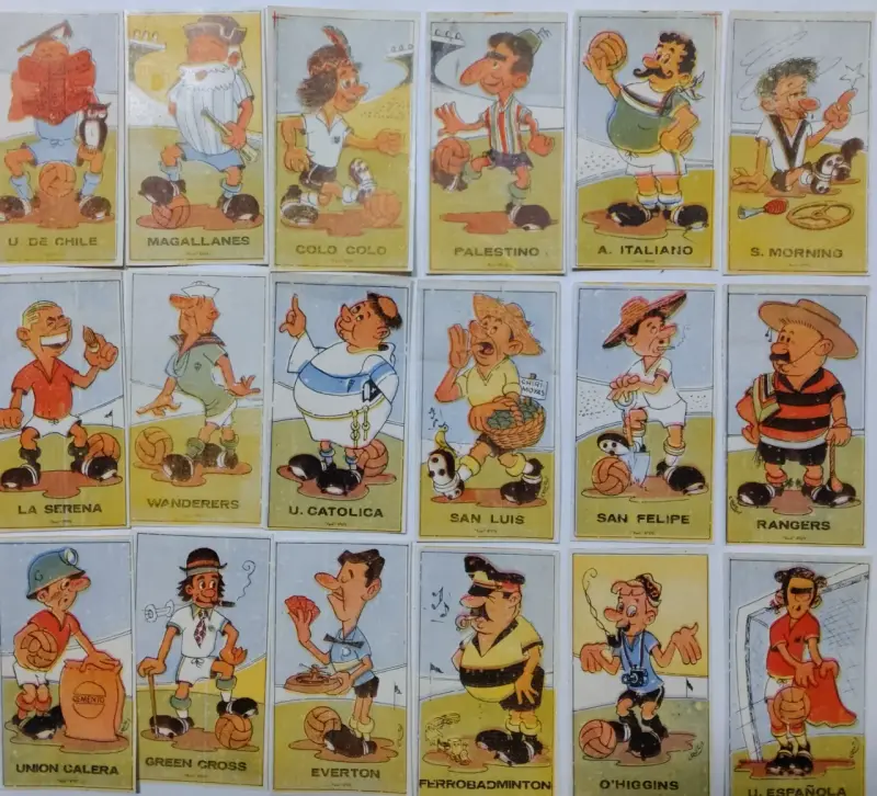 Colección de 18 láminas de fútbol chileno vintage - 1