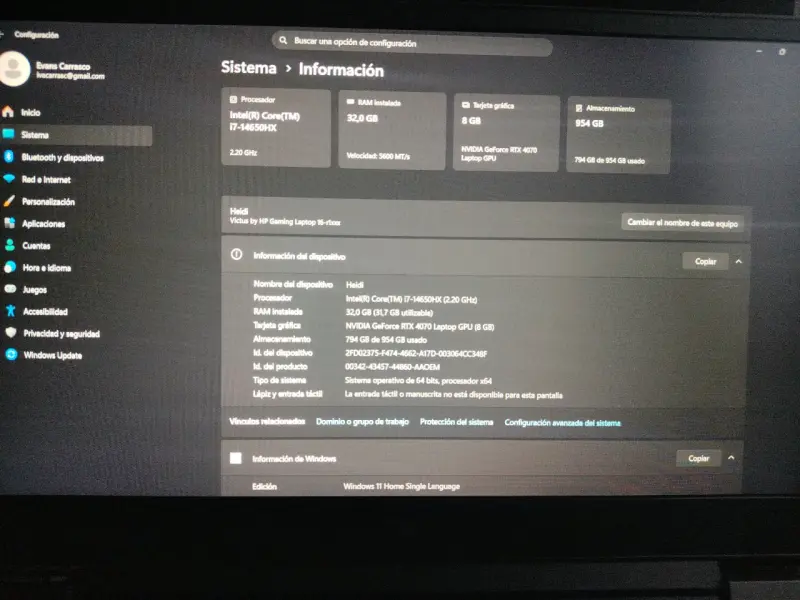Laptop HP Victus con Intel Core i7 y Nvidia 4070 - 5