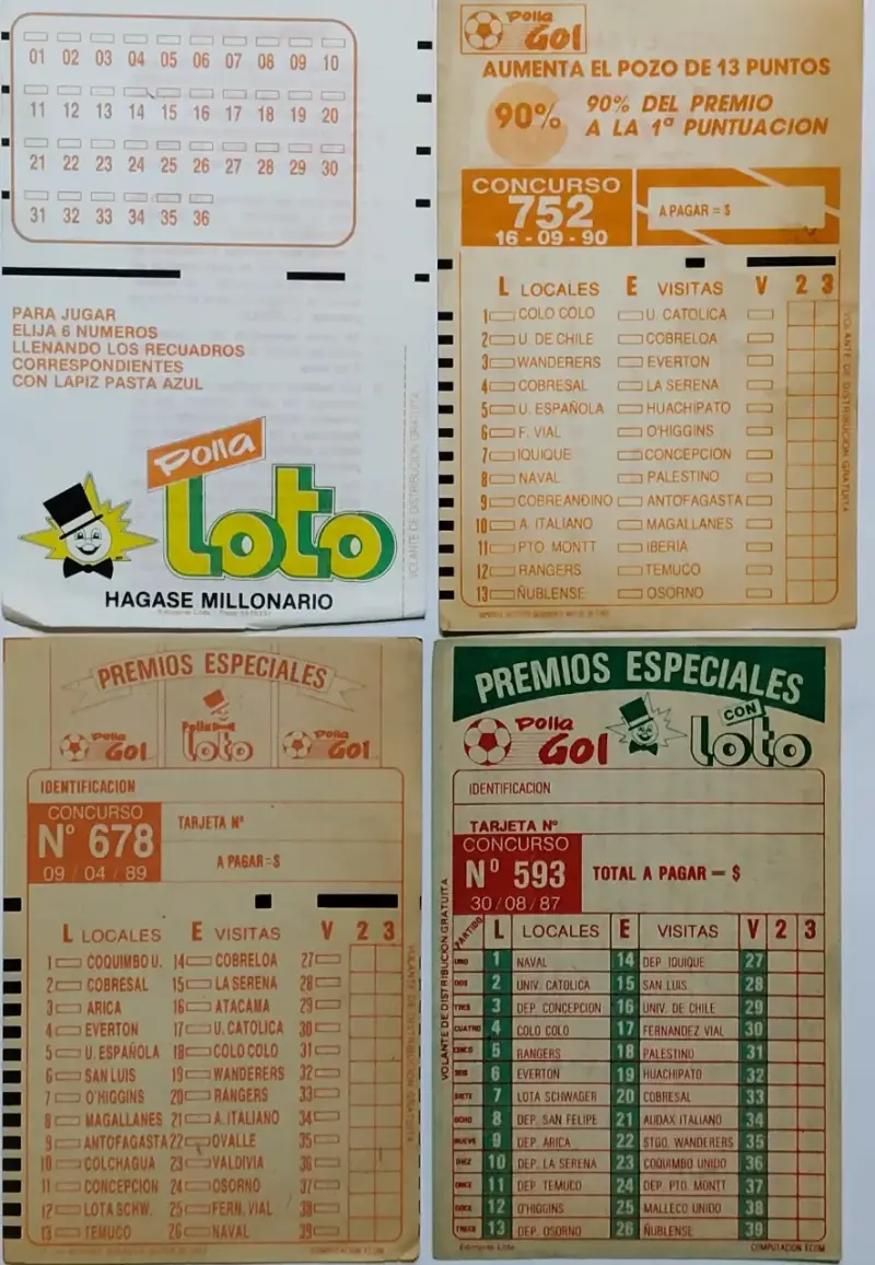 Tarjetas antiguas de Polla Gol y Loto - 3