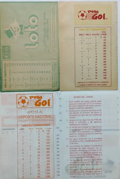 Cartillas antiguas de Polla Gol y Loto 4 unidades - miniatura 2