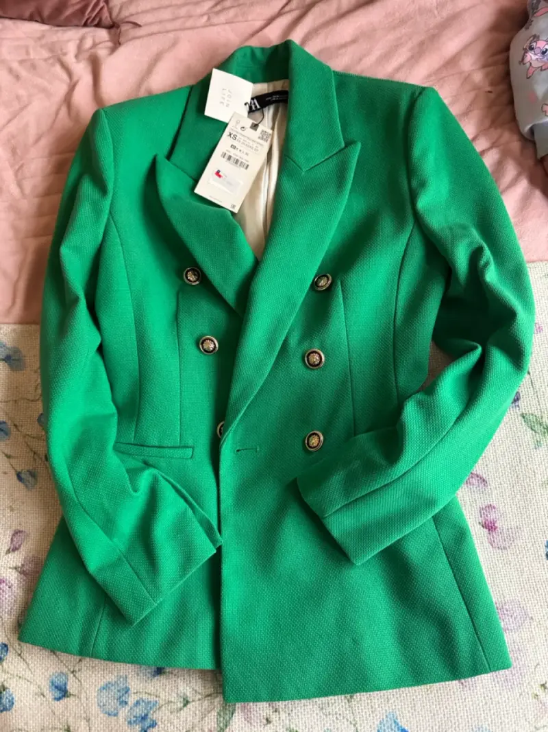 Blazer verde XS con botones dorados - 1